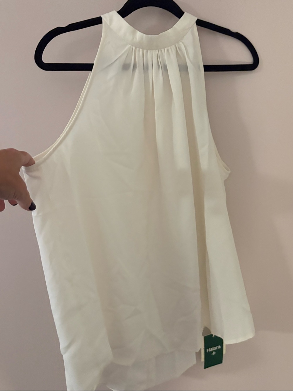 Halara Sleeveless High Neck Blouse Top NWT Size XL Ivory Flowy Workwear - Picture 2 of 5